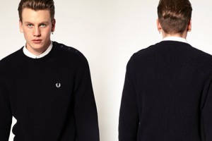 Fred Perry Crew Neck Jumper with Button Shoulder