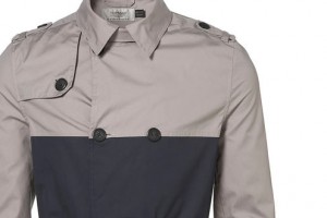 Topman Navy/Grey Cropped Double Breasted Mac
