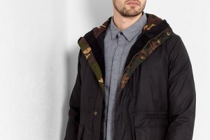 Barbour by TO KI TO Black Hooded Camo Mount Jacket