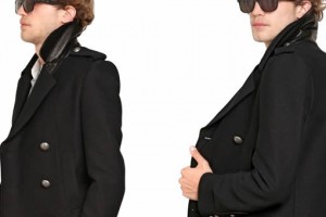 Balmain Cotton Garbandine & Nappa Pea Coat